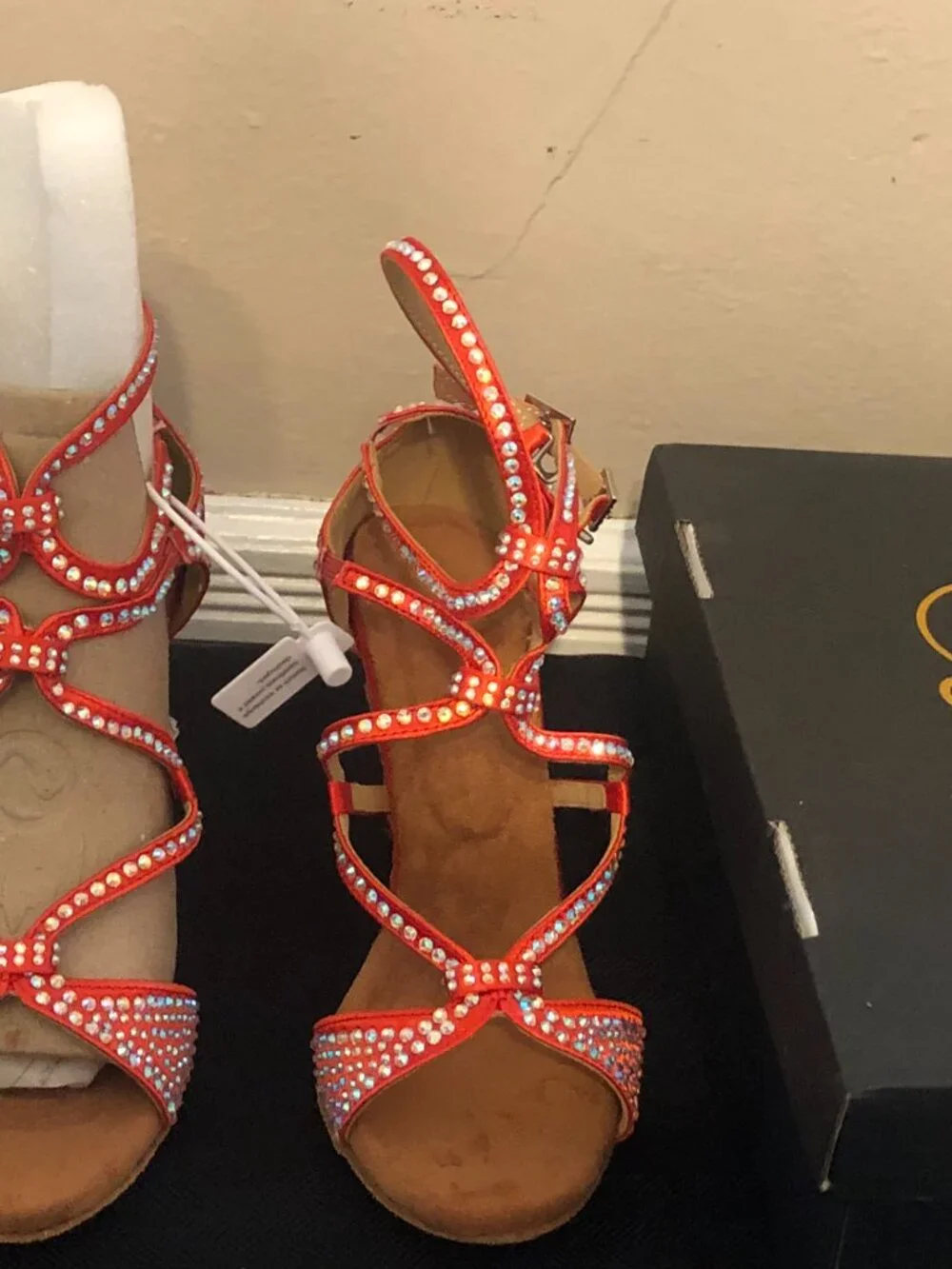 Dance and Sway Tangerine Rhinestone Latin Dance Shoes 7-7.5